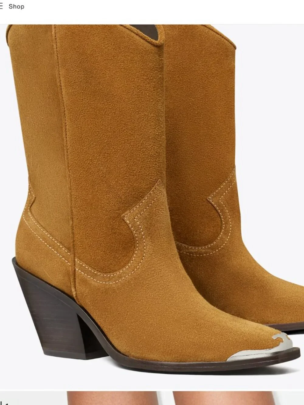TORY BURCH BROWN SUEDE LEATHER COWBOY BOOTS WESTERN BOOTS SIZE-9 - Picture 2 of 5